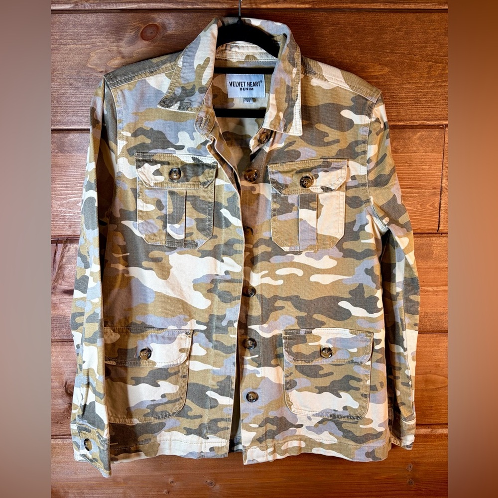 Velvet Heart Camouflage Utility Jacket Military Cargo Lightweight Size XS S M